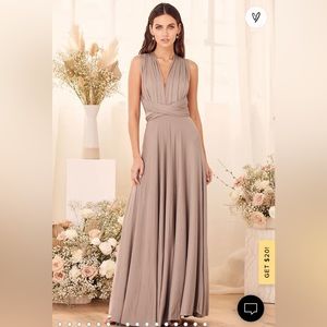 Lulus Tricks of the Trade Taupe Convertible Maxi Dress. Size Medium.